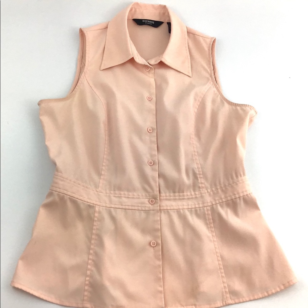 EXPRESS Blush Pink Peach Shirt 7/8 Button Up